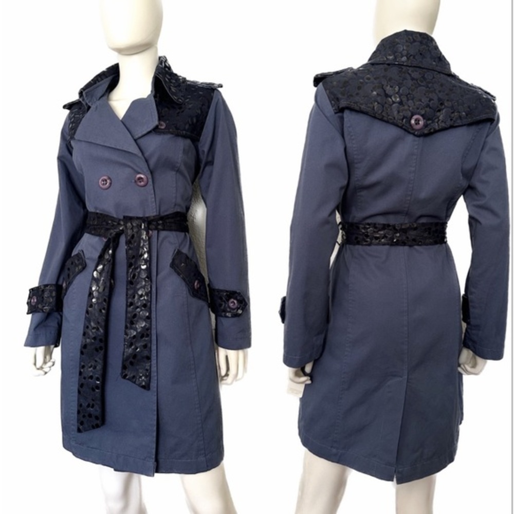 🔥SALE💥NWT WOMEN DOUBLE-BREASTED‎ TRENCH COAT BELTED LINED JACKET IN DENIM